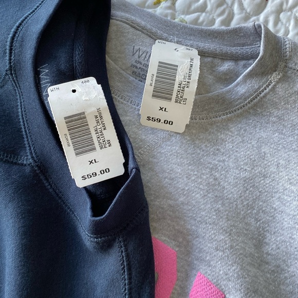 WIN.E navy blue white or grey pink pickleball sweatshirt NWT cotton blend sizeXL - Picture 6 of 9